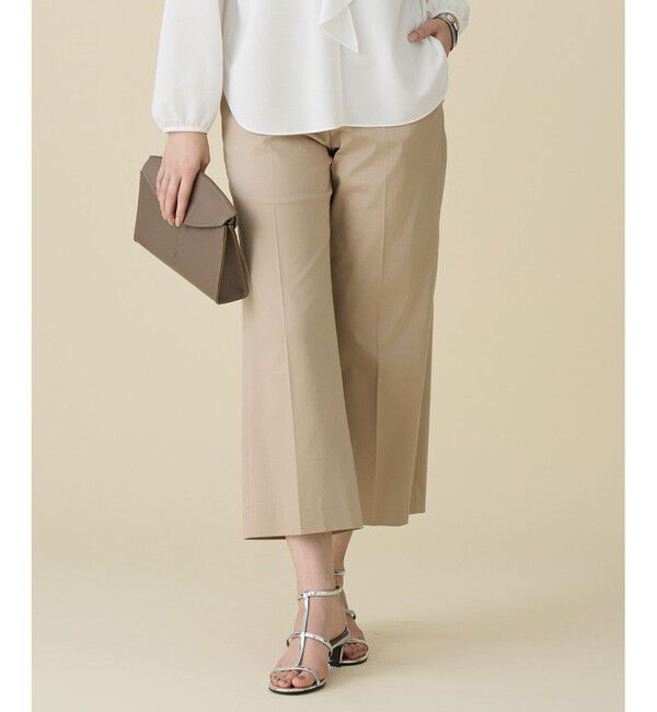 自由区「【カタログ掲載・定番人気・新色追加】コットンサテンクロップド丈ワイドストレート パンツ」|その他|ベージュ