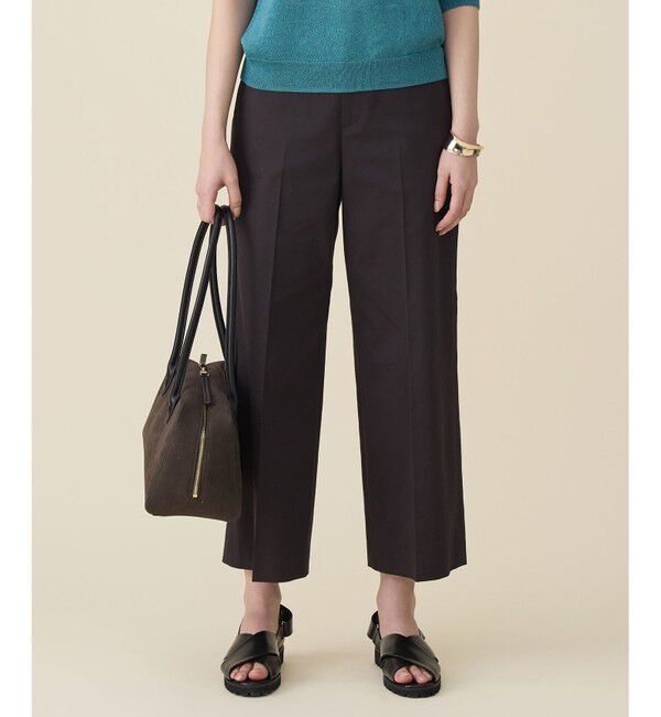 自由区「【カタログ掲載・定番人気・新色追加】コットンサテンクロップド丈ワイドストレート パンツ」|その他|[新色]ﾀﾞｰｸ