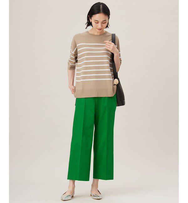 自由区「【カタログ掲載・定番人気・新色追加】コットンサテンクロップド丈ワイドストレート パンツ」|その他|