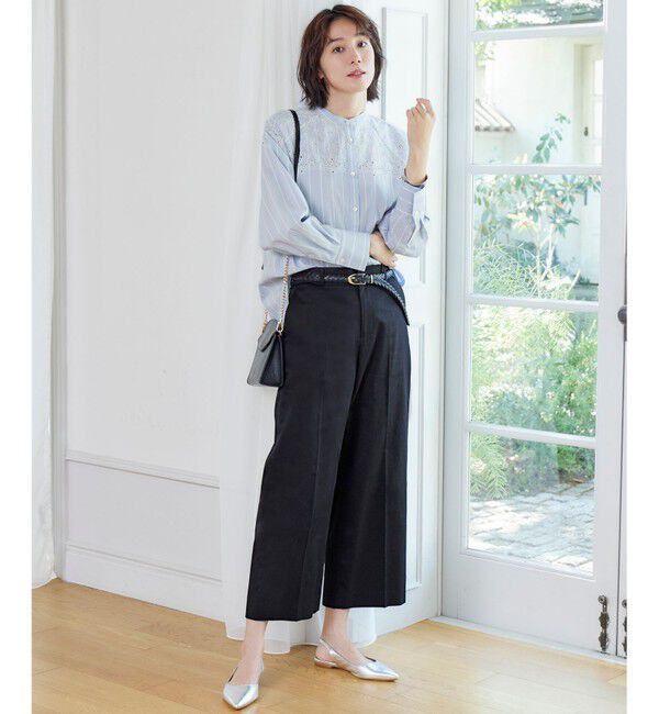 自由区「【カタログ掲載・定番人気・新色追加】コットンサテンクロップド丈ワイドストレート パンツ」|その他|