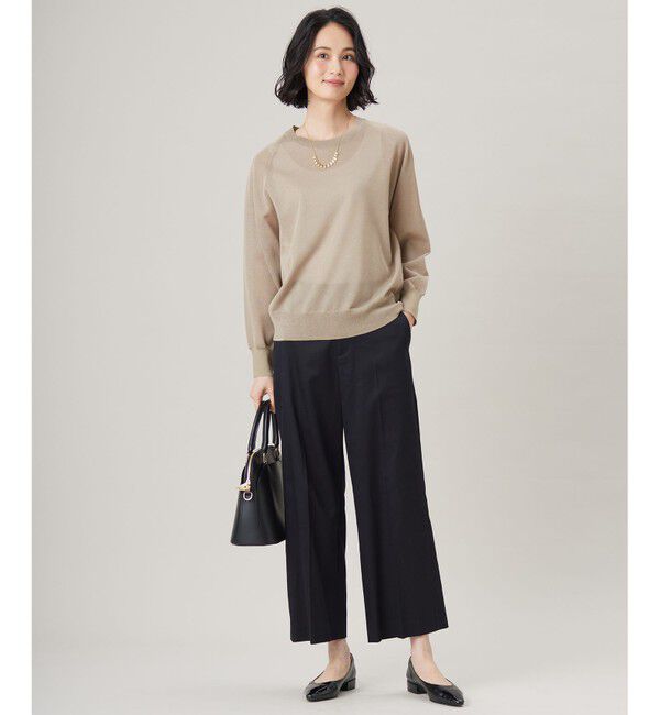 自由区「【カタログ掲載・定番人気・新色追加】コットンサテンクロップド丈ワイドストレート パンツ」|その他|