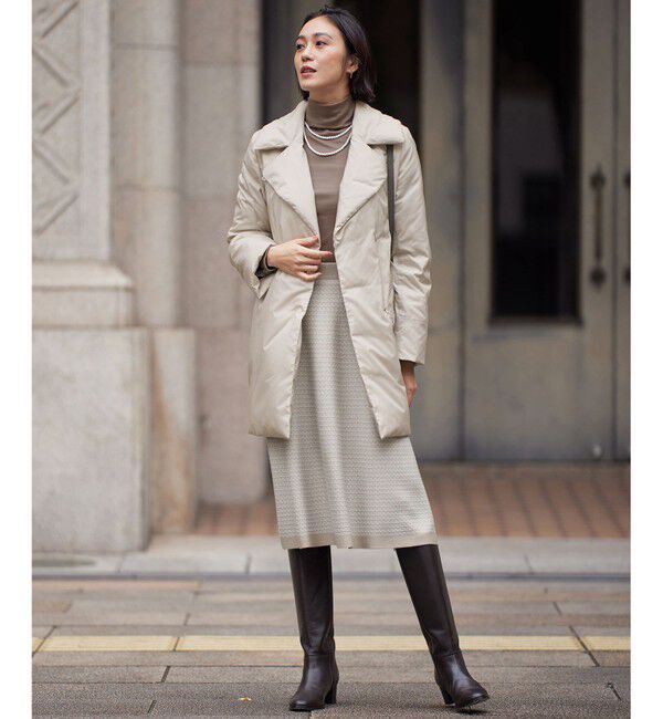 自由区「【WEB限定カラーあり・洗える】リバーシブルニット セットアップ(プルオーバー&times;フレアスカート)」|スーツ|