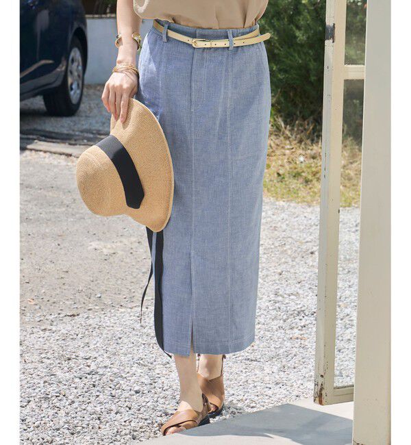 自由区「【洗える】コットンリネンシャンブレー スカート」|スカート|ﾗｲﾄﾌﾞﾙ