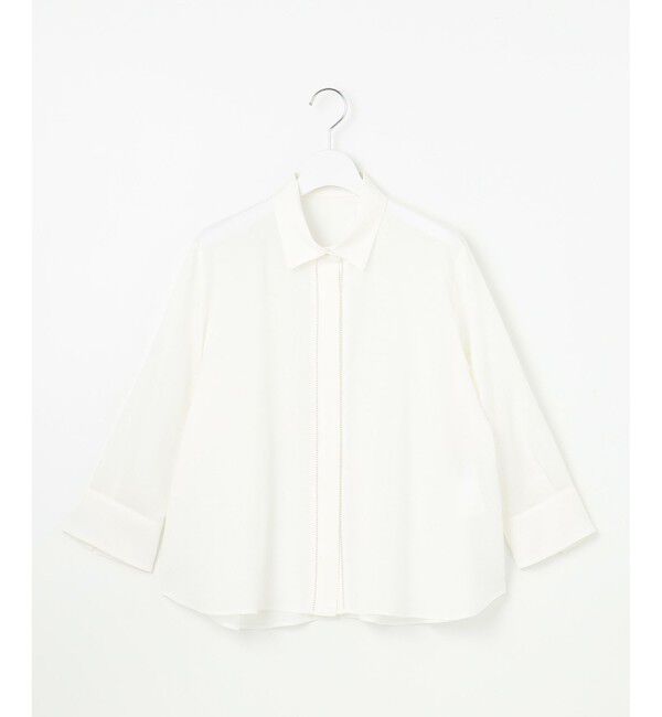 自由区「【接触冷感・吸水速乾・洗える】ナチュラルリネンクロップド丈 シャツ」|シャツ・ブラウス|