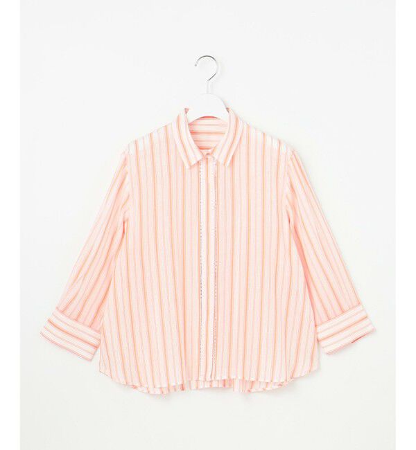 自由区「【接触冷感・吸水速乾・洗える】ナチュラルリネンクロップド丈 シャツ」|シャツ・ブラウス|