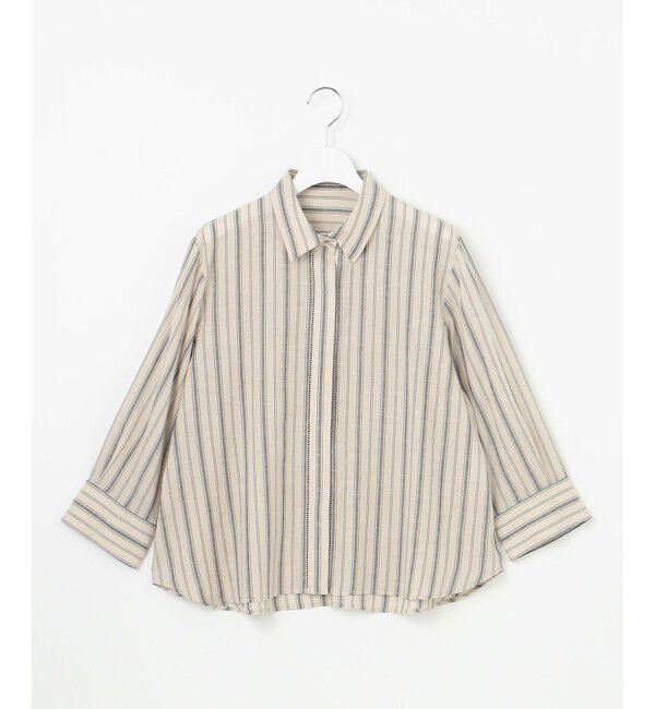 自由区「【接触冷感・吸水速乾・洗える】ナチュラルリネンクロップド丈 シャツ」|シャツ・ブラウス|