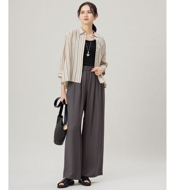 自由区「【接触冷感・吸水速乾・洗える】ナチュラルリネンクロップド丈 シャツ」|シャツ・ブラウス|