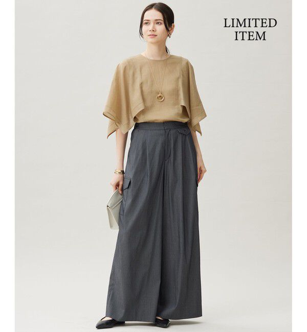 自由区「【WEB限定・接触冷感・洗える】シアーラミーローンイレギュラーヘムスリーブ ブラウス」|シャツ・ブラウス|