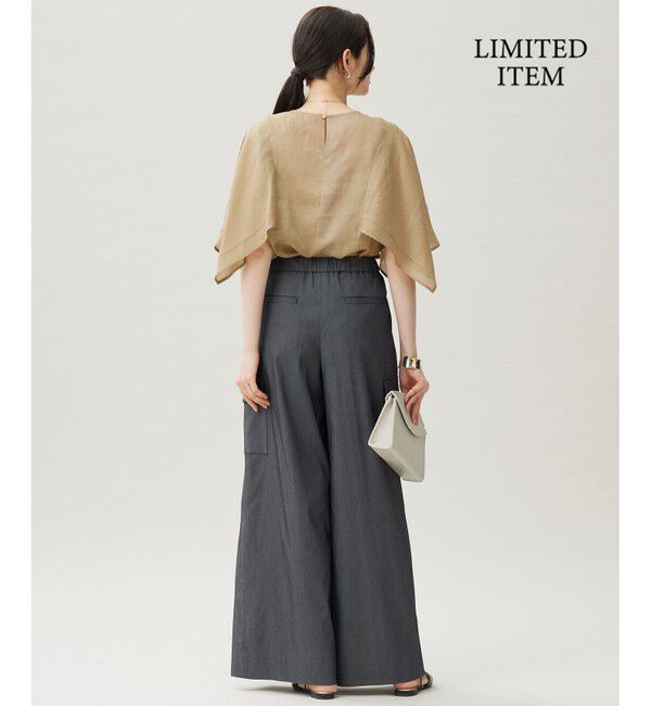 自由区「【WEB限定・接触冷感・洗える】シアーラミーローンイレギュラーヘムスリーブ ブラウス」|シャツ・ブラウス|