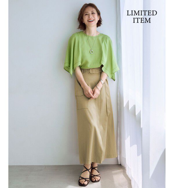 自由区「【WEB限定・接触冷感・洗える】シアーラミーローンイレギュラーヘムスリーブ ブラウス」|シャツ・ブラウス|