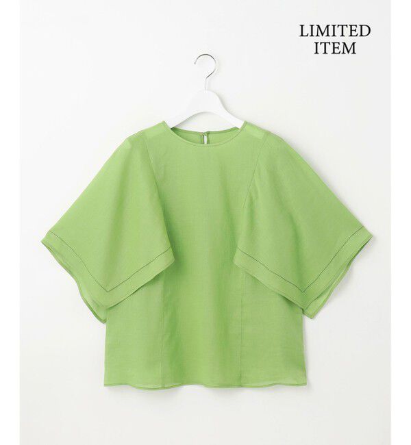 自由区「【WEB限定・接触冷感・洗える】シアーラミーローンイレギュラーヘムスリーブ ブラウス」|シャツ・ブラウス|