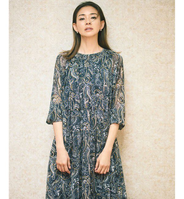 自由区「【SHIHOさん着用】ペイズリープリント ワンピース」|ワンピース|ネイビー