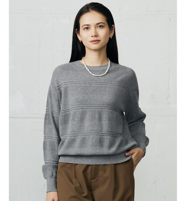 自由区「ファインコットンウール ニット」|ニット・セーター|グレー