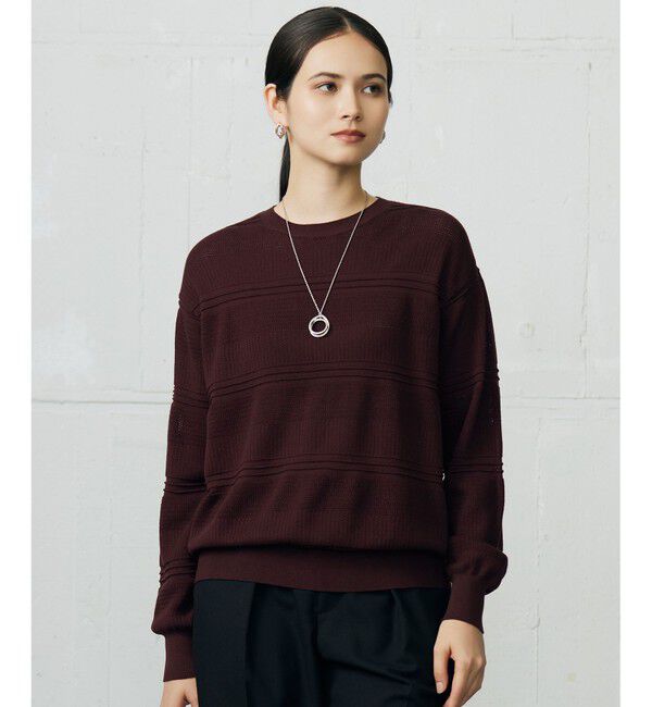 自由区「ファインコットンウール ニット」|ニット・セーター|ボルドー