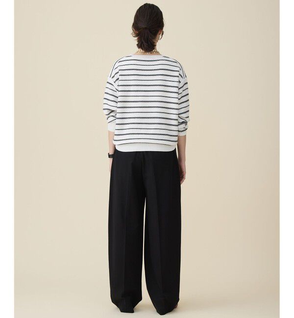 自由区「【ベーシック・着回し抜群】コットンポリミドルゲージボーダー ニット」|ニット・セーター|