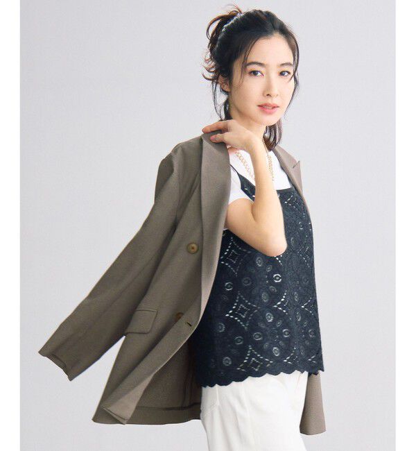 自由区「【セットアップ対応】リネンライクシンセティックテーラード ジャケット」|テーラードジャケット|カーキ