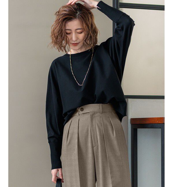 23区「【洗える/ご好評につきカラー追加】ヴィスコースストレッチ ドルマン ニット」|ニット・セーター|ブラック系