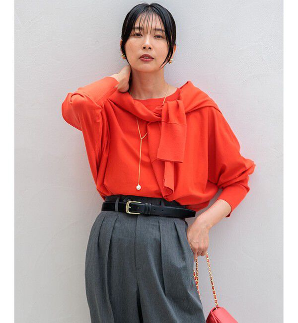 23区「【洗える/ご好評につきカラー追加】ヴィスコースストレッチ ドルマン ニット」|ニット・セーター|レッド系