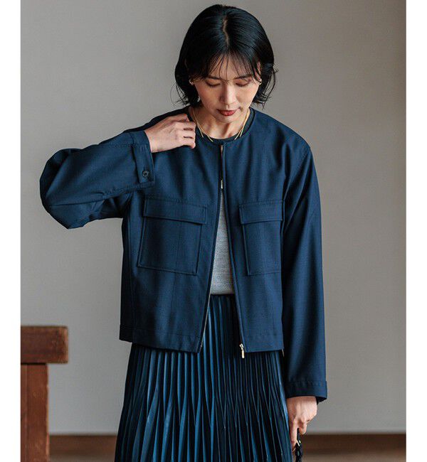 23区「【セットアップ対応】TWマットクロス ブルゾン」|ブルゾン・スタジャン|ネイビー系