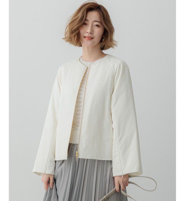 23区「【23区&times;Oggiコラボ /撥水加工】中綿 パディングタフタ ジャケット」|ダウン|アイボリー系