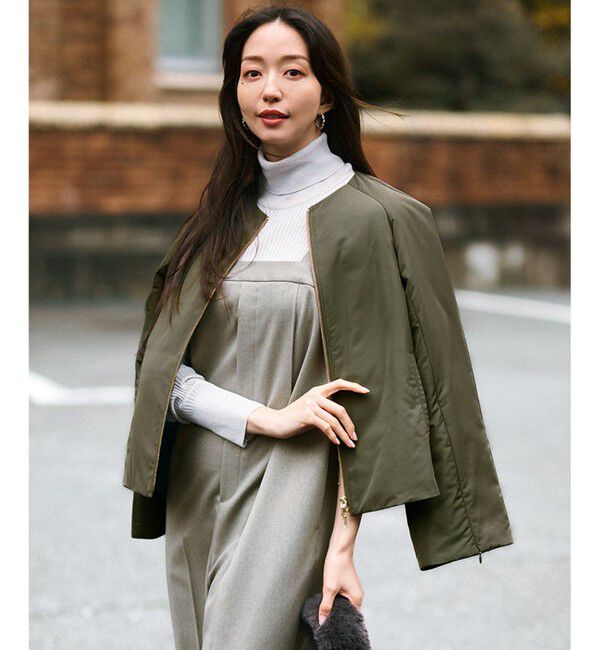 23区「【23区&times;Oggiコラボ /撥水加工】中綿 パディングタフタ ジャケット」|ダウン|カーキ系