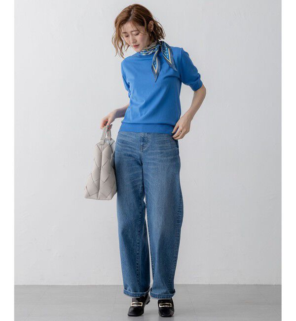 23区「【Oggi5月号掲載/洗える】プレミアムビオコットン 半袖 ニット」|ニット・セーター|