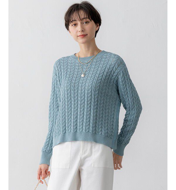 23区「【Oggi3月号掲載/洗える】コットンギマ ケーブル ニット」|ニット・セーター|ﾗｲﾄｸﾞﾘ