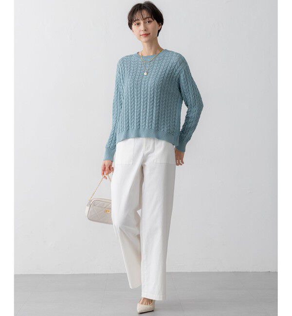 23区「【Oggi3月号掲載/洗える】コットンギマ ケーブル ニット」|ニット・セーター|