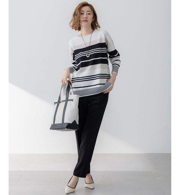 23区「【洗える】コットンポリエステルストレッチ オーバーサイズ ニット」|ニット・セーター|