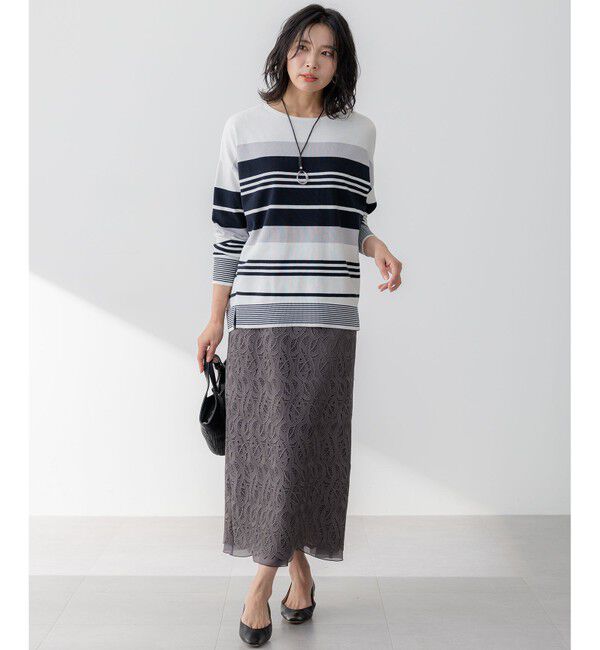 23区「【洗える】コットンポリエステルストレッチ オーバーサイズ ニット」|ニット・セーター|