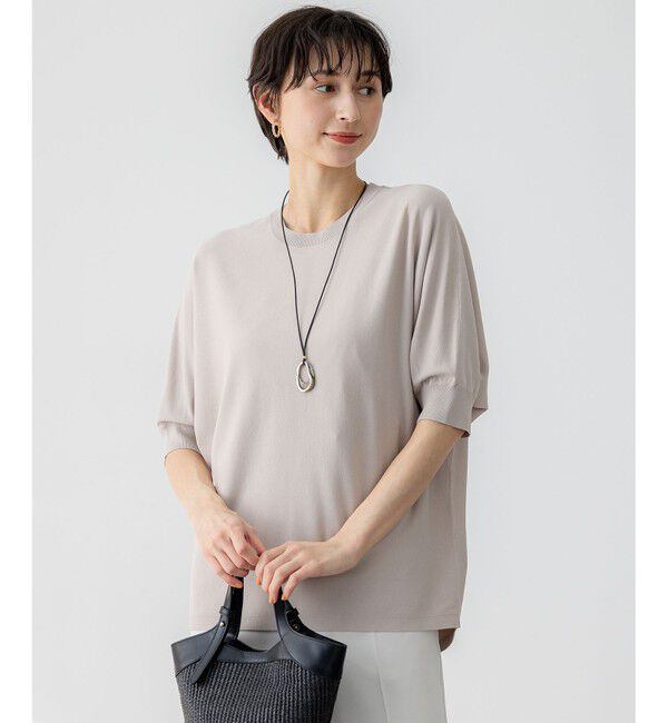 23区「【洗える】レーヨンポリエステルストレッチ ドルマン ニット」|ニット・セーター|ベージュ系
