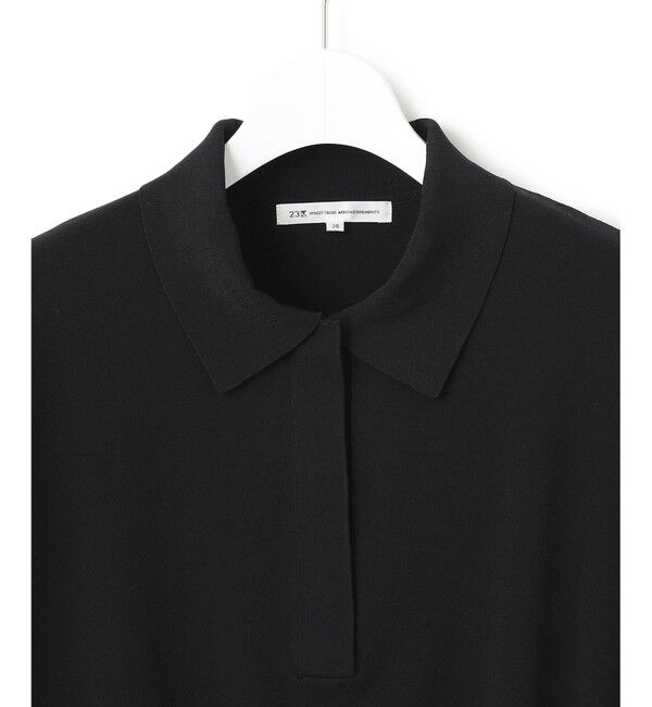 23区「【洗える】レーヨンポリエステルストレッチ フレンチスリーブ ポロニット」|ニット・セーター|