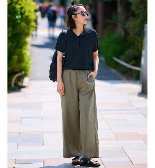 23区「【洗える】レーヨンポリエステルストレッチ フレンチスリーブ ポロニット」|ニット・セーター|