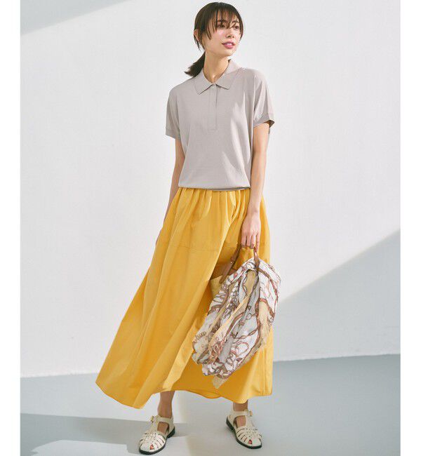 23区「【洗える】レーヨンポリエステルストレッチ フレンチスリーブ ポロニット」|ニット・セーター|