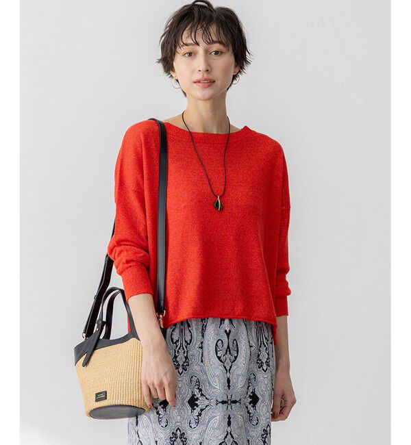 23区「【洗える】ピュアリネン ワイド ニット」|ニット・セーター|トマト系
