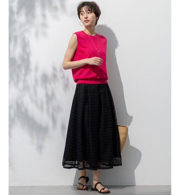 23区「【洗える】ピュアリネンハイゲージ ノースリーブ ニット」|ニット・セーター|