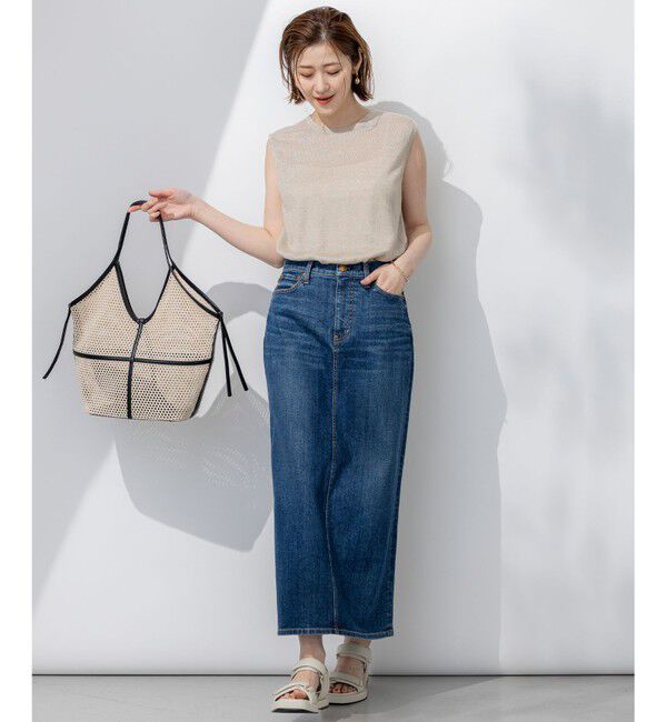 23区「【洗える】ピュアリネンハイゲージ ノースリーブ ニット」|ニット・セーター|