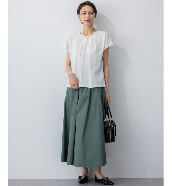 23区「【接触冷感/洗える】ツイストコットンプレーティング タックデザイン カットソー」|Tシャツ・カットソー|