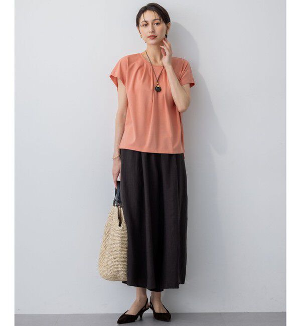 23区「【接触冷感/洗える】ツイストコットンプレーティング タックデザイン カットソー」|Tシャツ・カットソー|