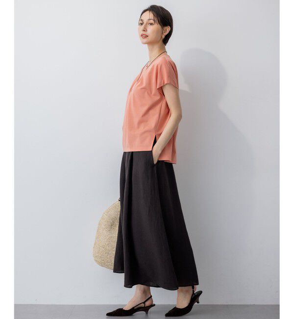 23区「【接触冷感/洗える】ツイストコットンプレーティング タックデザイン カットソー」|Tシャツ・カットソー|