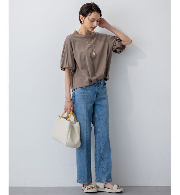 23区「【WEB&一部店舗限定/接触冷感】ツイストコットンプレーティング バルーンスリーブ カットソー」|Tシャツ・カットソー|