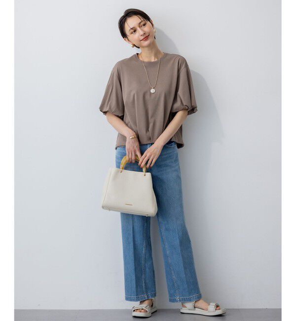 23区「【WEB&一部店舗限定/接触冷感】ツイストコットンプレーティング バルーンスリーブ カットソー」|Tシャツ・カットソー|