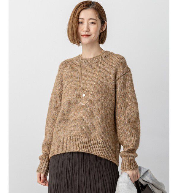 23区「【洗える】マーブルルレックスリリー バルキーニット」|ニット・セーター|キャメル系