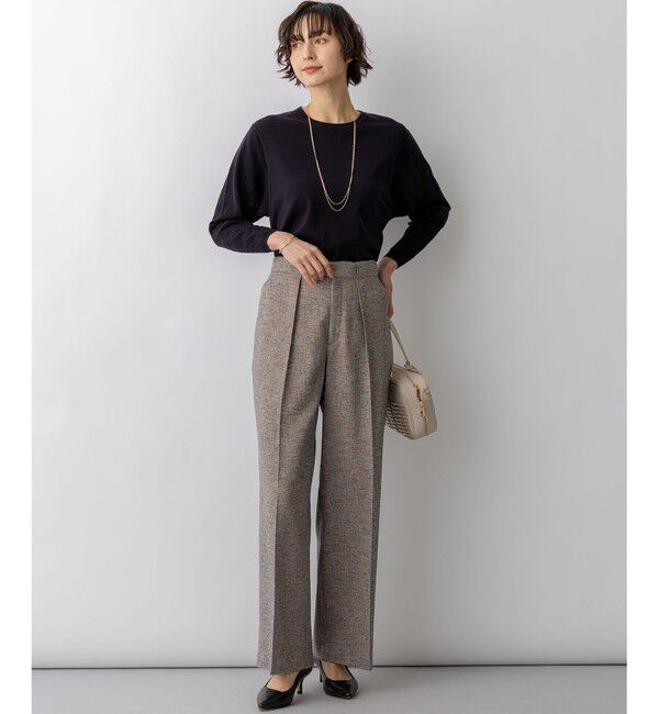 23区「ネオコンフォートストレッチ レーシーデザイン ニット」|ニット・セーター|