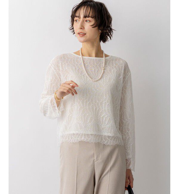 23区「ラッセルレース 2WAY ニット」|ニット・セーター|アイボリー系