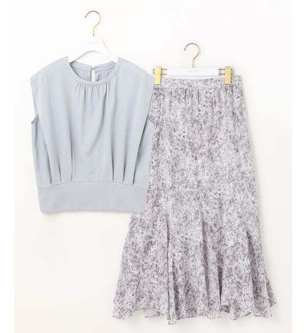 ANY SIS「【2SET】コンパクトトップス&times;ミスティプリントスカート セットアップ」|スーツ|
