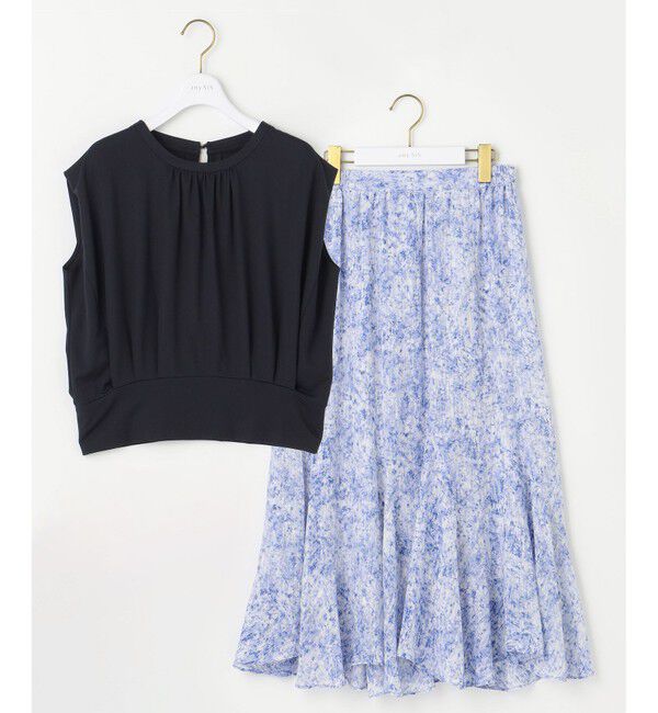 ANY SIS「【2SET】コンパクトトップス&times;ミスティプリントスカート セットアップ」|スーツ|