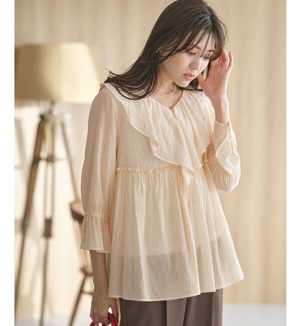 any SiS「【洗える】シアーヴィンテージライクラッフル ブラウス」|シャツ・ブラウス|