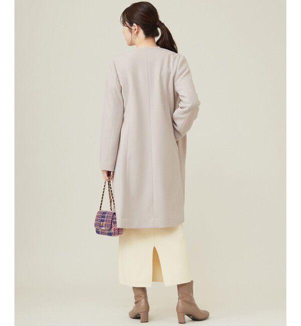 any SiS「ウールライクノーカラー ロングコート」|ノーカラーコート|