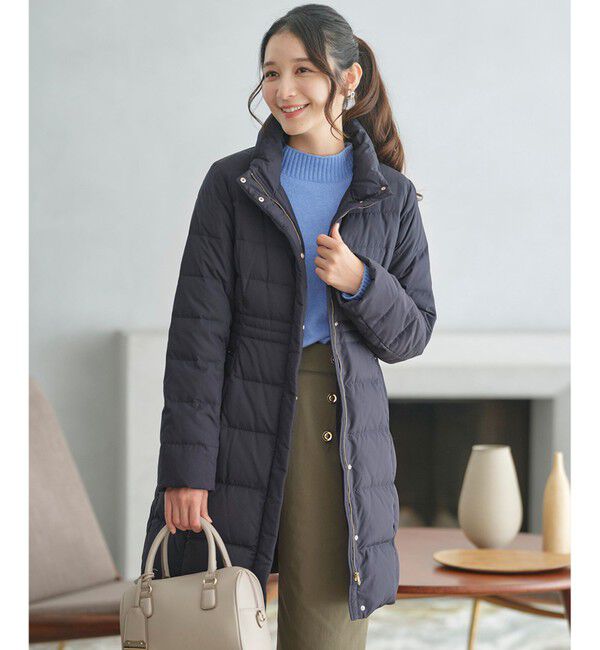 ANY SIS「【撥水・洗える】美シルエットスタンドロング ダウン」|ダウン|ネイビー